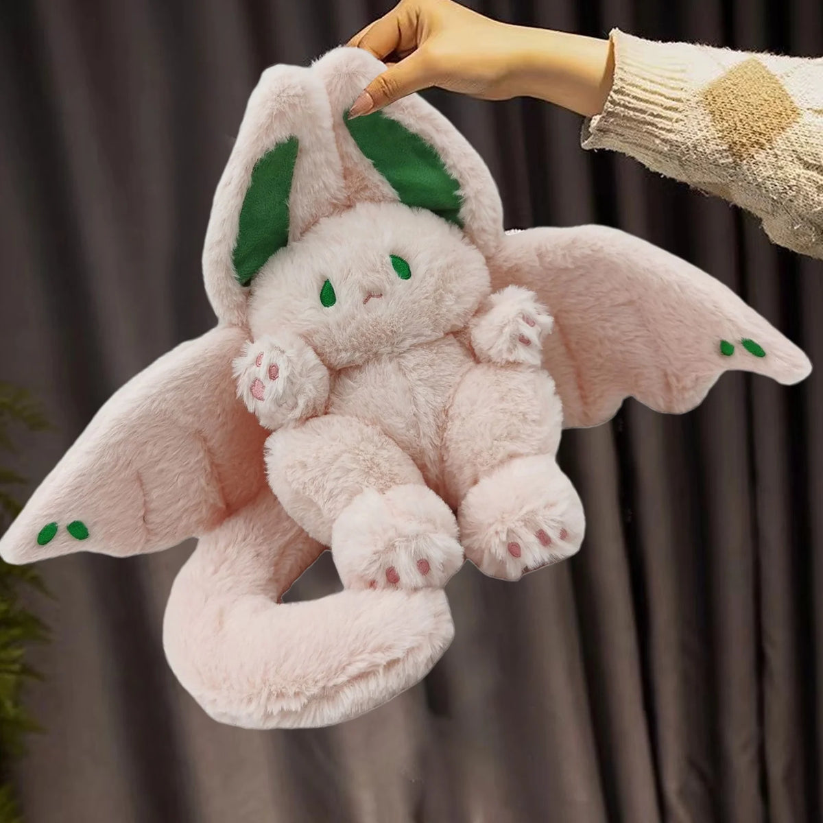 Pink Bat Rabbit Plush Toy with Wings Long Tail Stuffed Animal Pillow Doll A5446