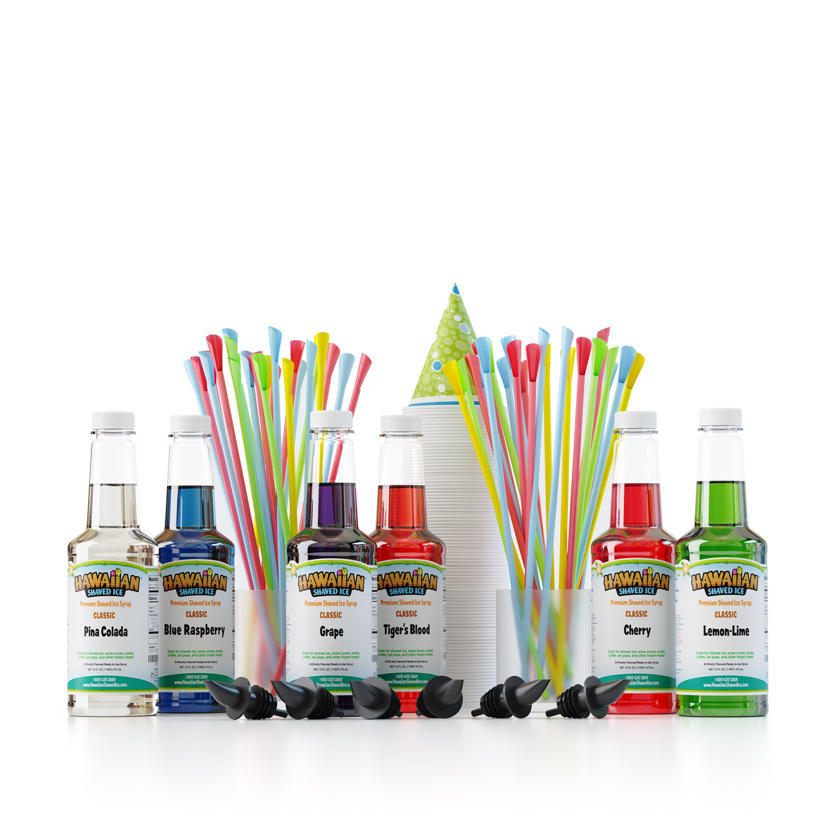 6 Flavor Shaved Ice Syrup Fun Pack with Accessories D45984