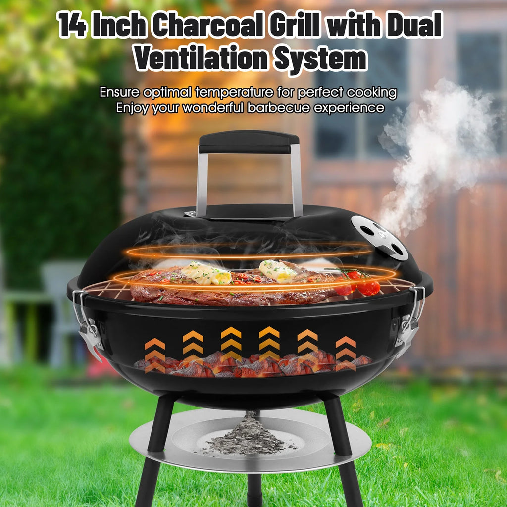 14 inch Portable Charcoal Grill with Black Lid B649