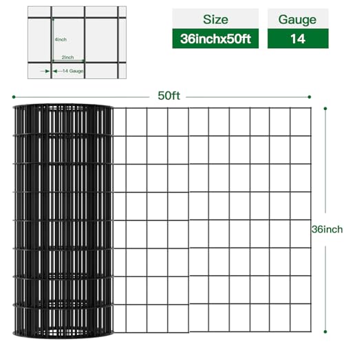 Black PVC Coated Welded Wire Fence 2inchx3inch 24inchx25ft 16Gauge Garden Border Fencing Roll M752