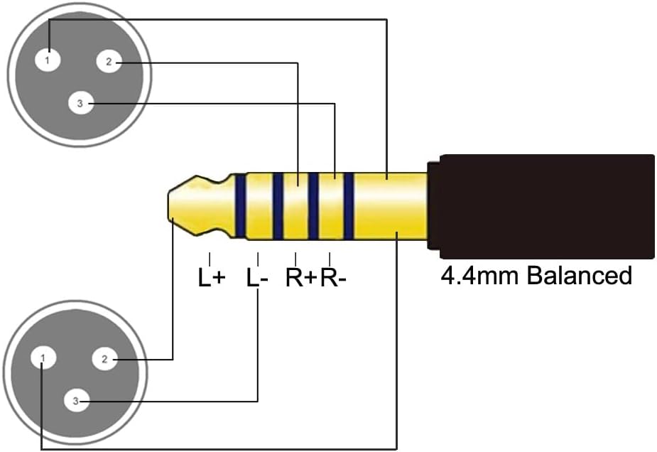4.4mm to Dual XLR Male Balanced Audio Adapter Cable 5 FT Pack of 2 Y5682