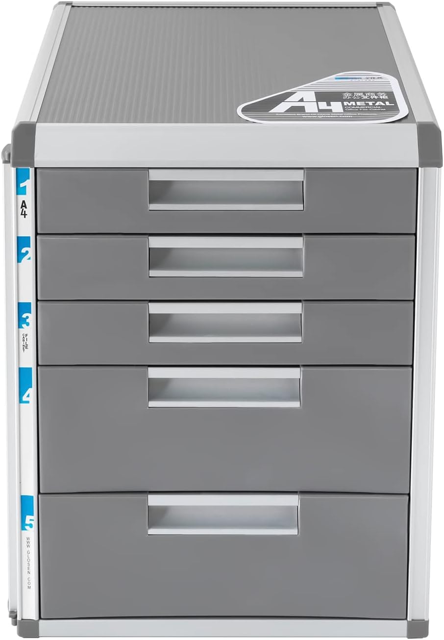 Grey 5 Layers Desktop Drawer Organizer with Lock E24926