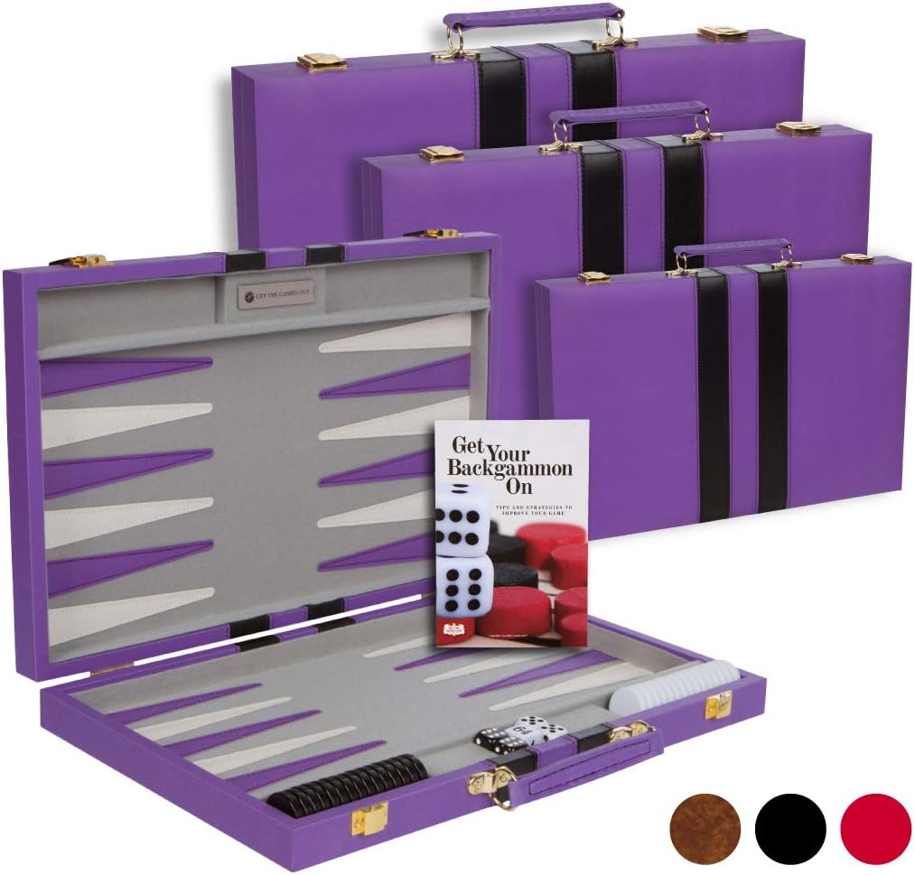 Backgammon Set Classic Board Game Case Brown Medium Y97666