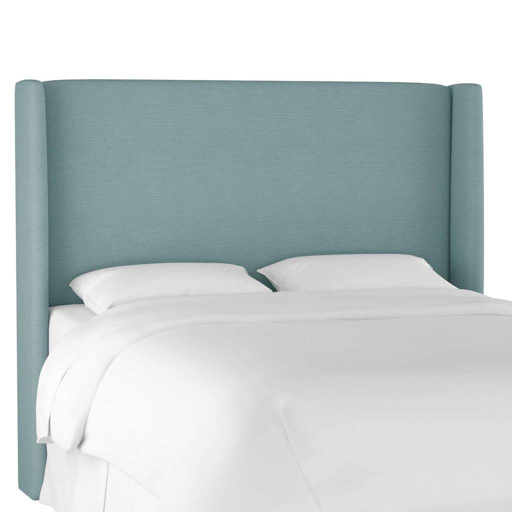 Queen Upholstered Wingback Headboard Linen Seaglass R5023