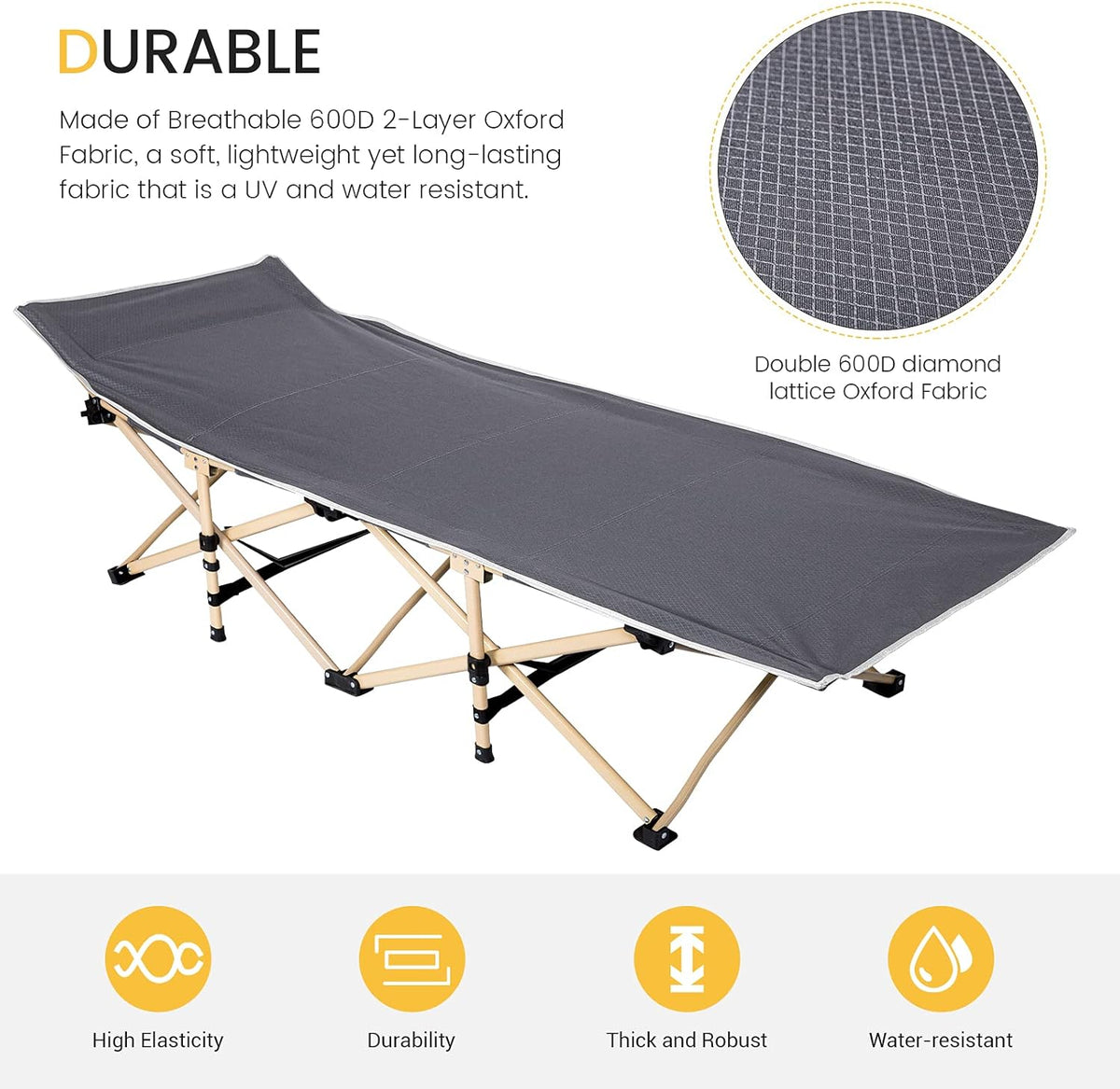 Folding Bed Camping Cot Grey X821