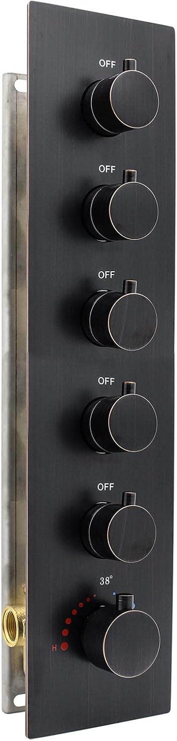 3-Outlet Thermostatic Shower Diverter Valve Solid Brass with Chrome Trim N81096