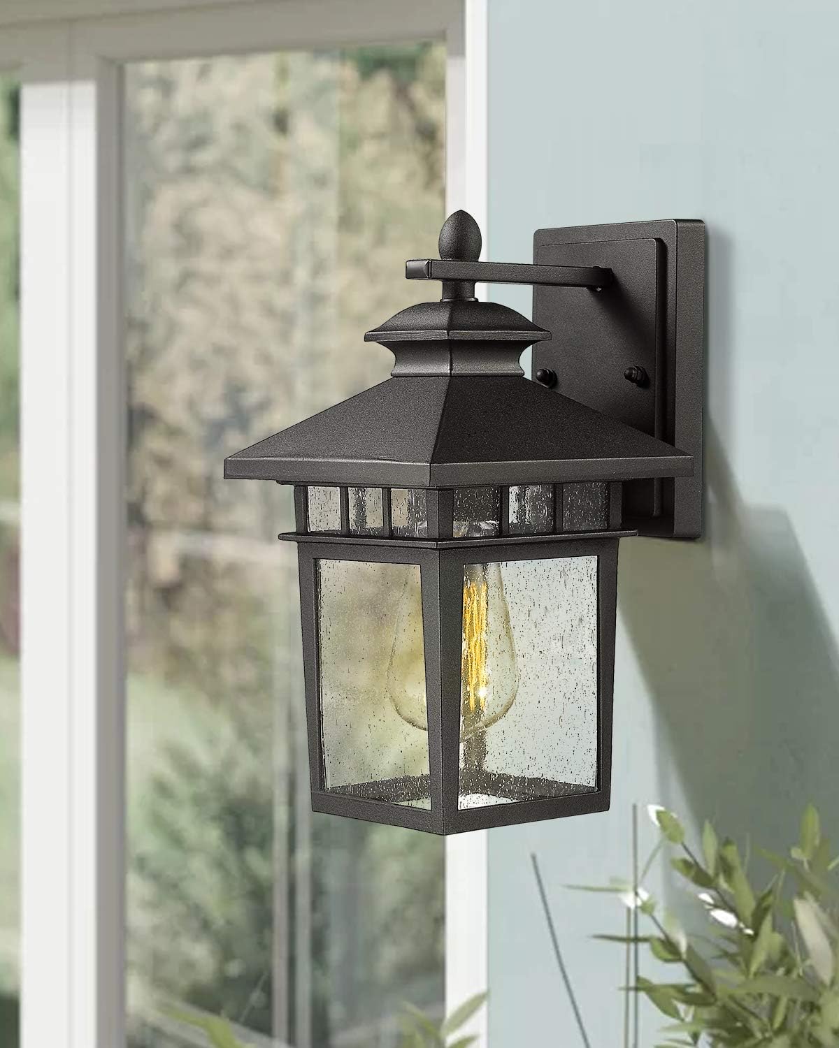 Set of 2 Sanded Black Cast-Aluminum Wall Mount Lights B3791