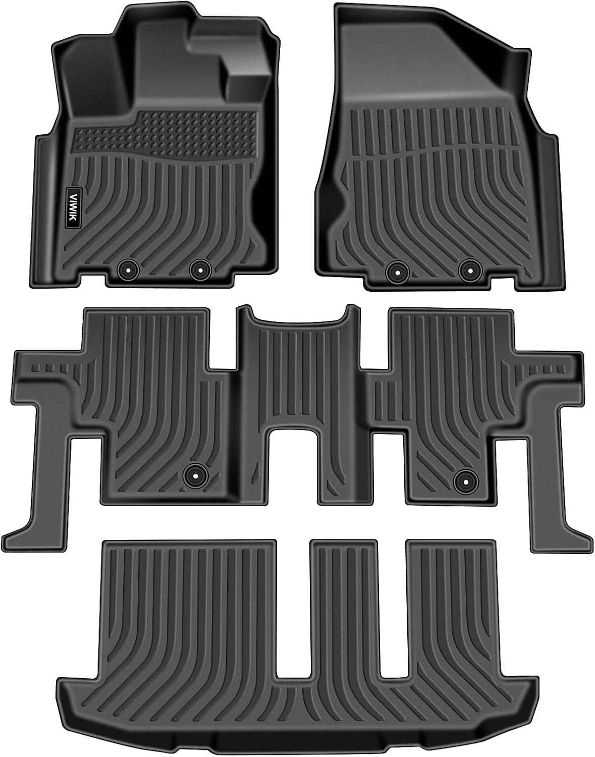 All Weather TPE Black Floor Mats Full Set 1st 2nd 3rd Row J136