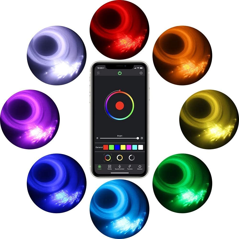 16W 450pcs 13.1ft RGBW Bluetooth LED Fiber Optic Star Ceiling Lights Kit D62386