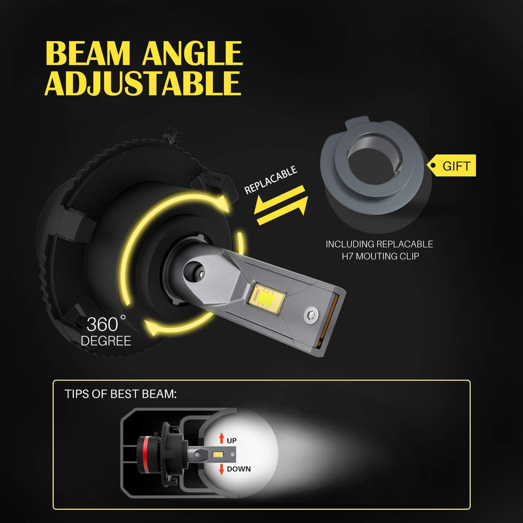 H7 LED Headlight Bulbs with Adapters 2 Pack O486