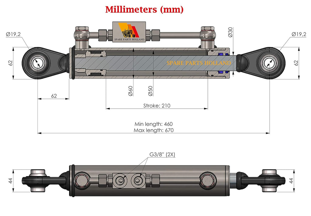 Hydraulic Top Link Cat. 1-1 with Locking Block X875198