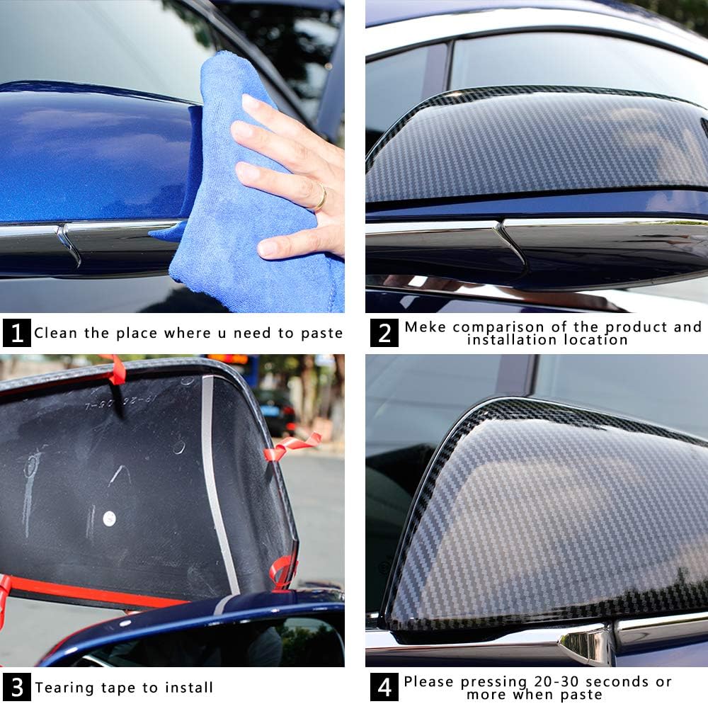 Side Mirror Cover ABS Plastic Imitation Carbon Fiber Pack of 2 J171