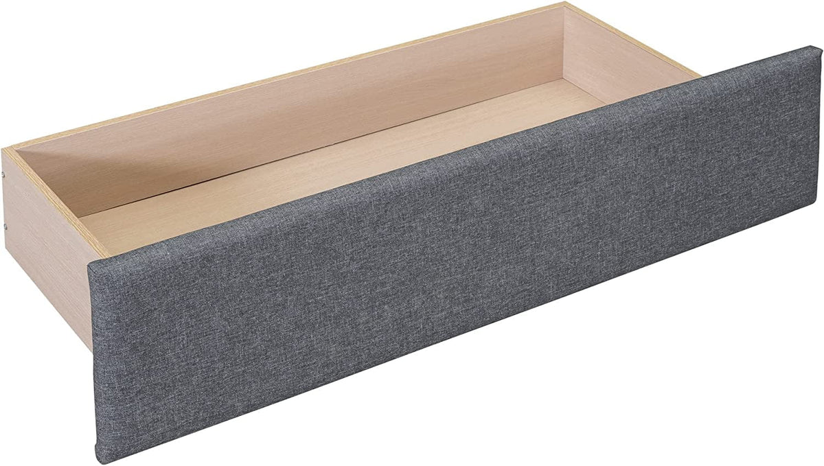 Beige Twin Size Upholstered Bed Frame with Headboard and Storage Underneath C756