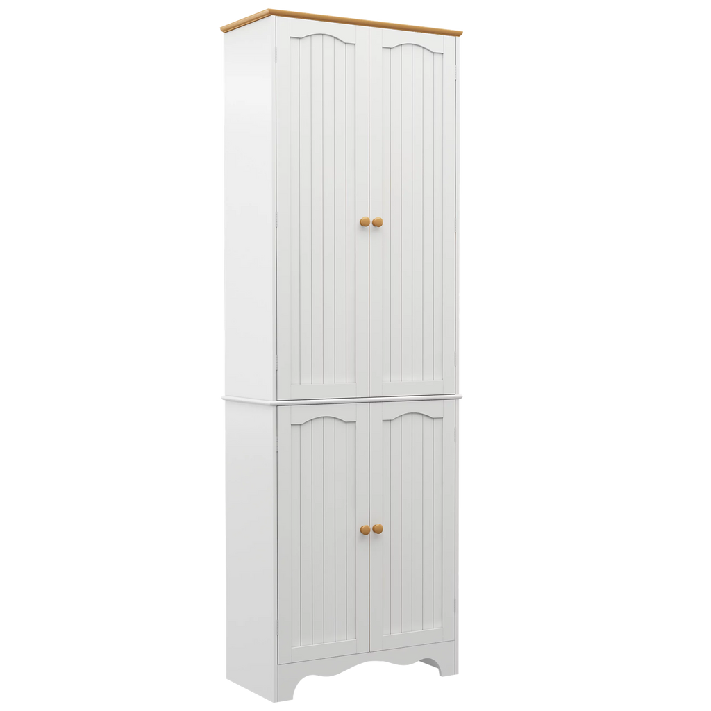 White 4 Door 2 Shelf Tall Kitchen Pantry Cabinet U944