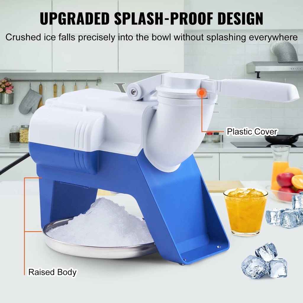 Electric Ice Crusher Machine 176lbs/Hr Snow Cone Maker Shaved Ice 220W Z2981