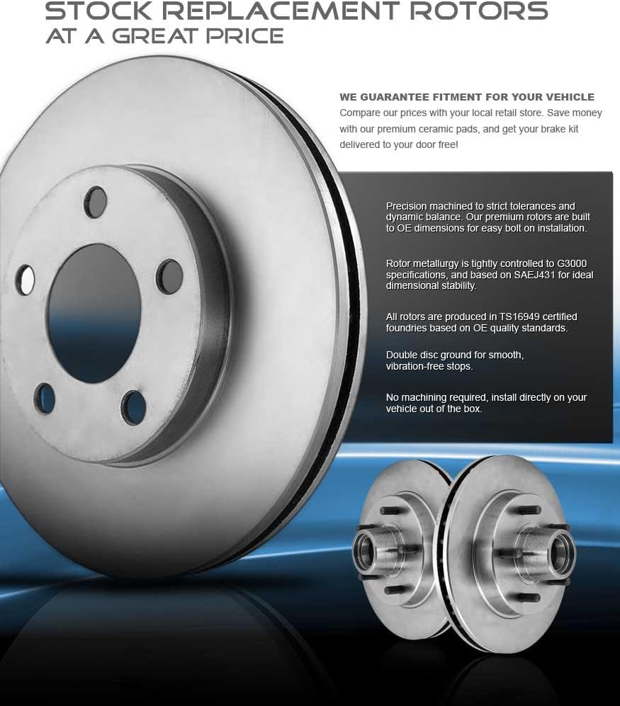 330 mm 6 Lug Brake Disc Rotors + Ceramic Brake Pads + Clips P50282