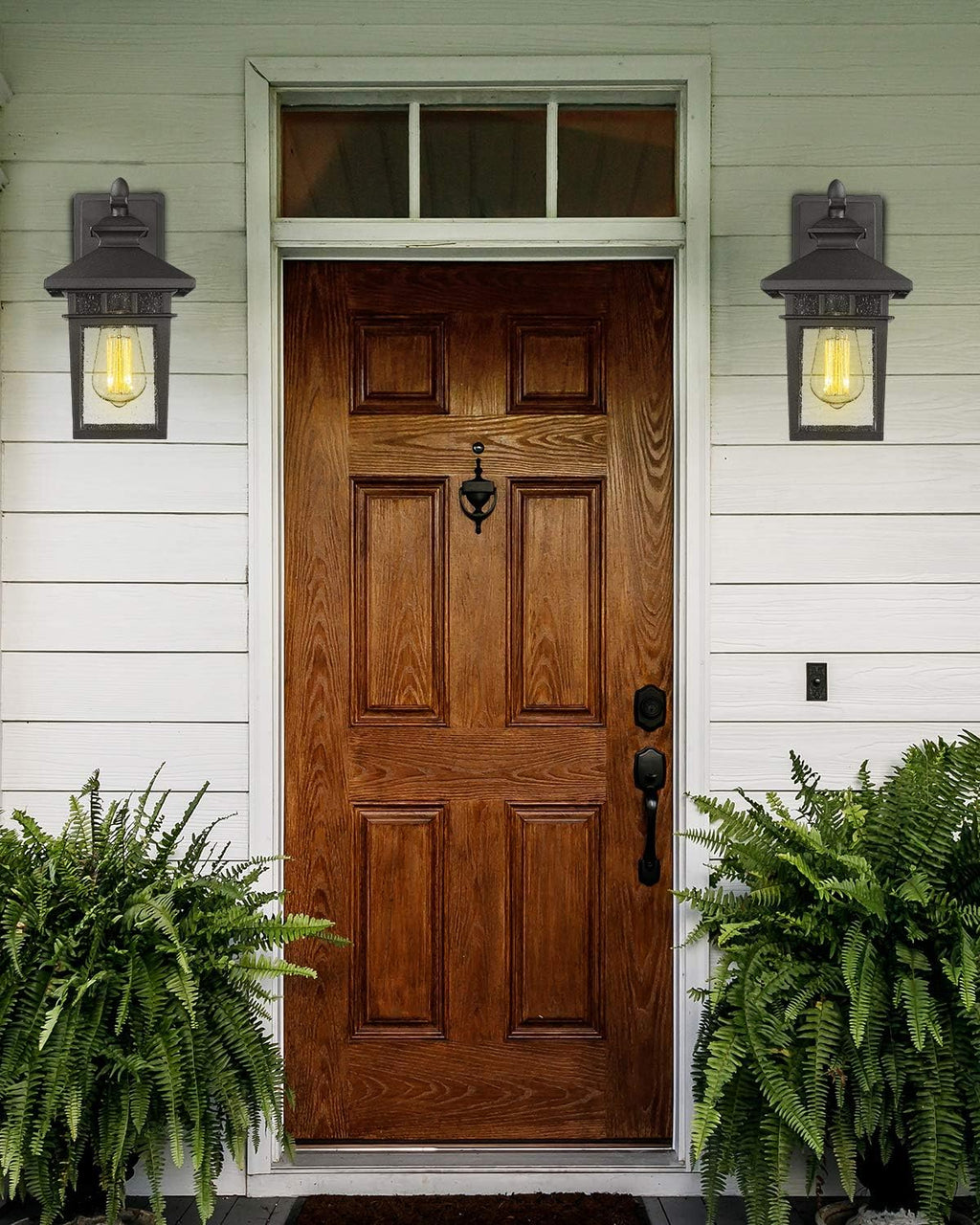 Set of 2 Sanded Black Cast-Aluminum Wall Mount Lights B3791