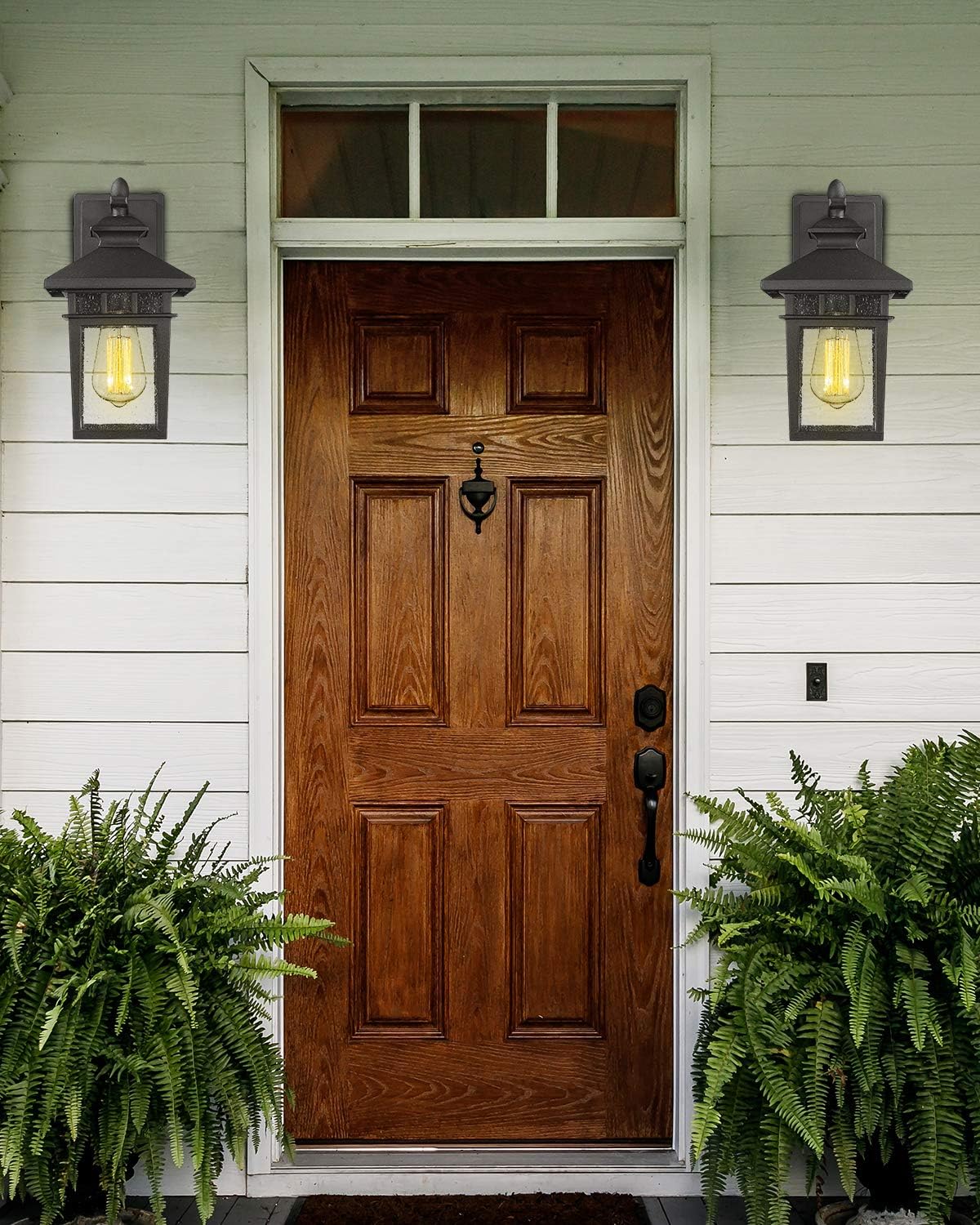 Set of 2 Sanded Black Cast-Aluminum Wall Mount Lights B3791