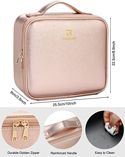 13.8 inches Large Black Cosmetic Case with Adjustable Dividers and Shoulder Strap I4805