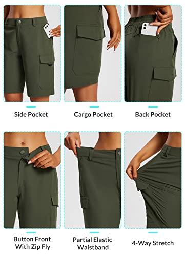 Women's 10" Quick Dry Cargo Shorts with Pockets UPF 50+ C76467