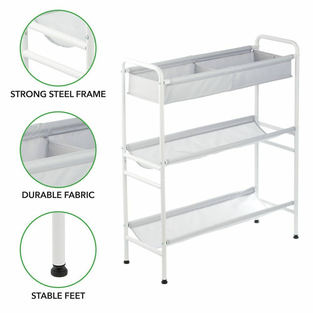 3-Tier Metal and Fabric Storage Cart C9239