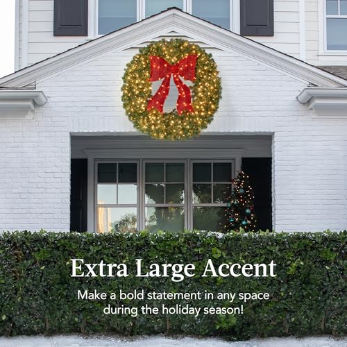 36in Artificial Pre-Lit Fir Christmas Wreath with 150 LED Lights A845541