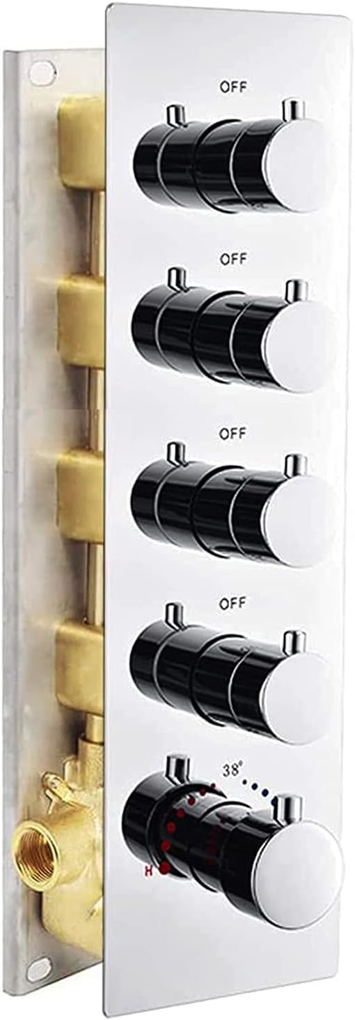 3-Outlet Thermostatic Shower Diverter Valve Solid Brass with Chrome Trim N81096