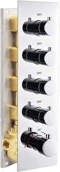 3-Outlet Thermostatic Shower Diverter Valve Solid Brass with Chrome Trim N81096
