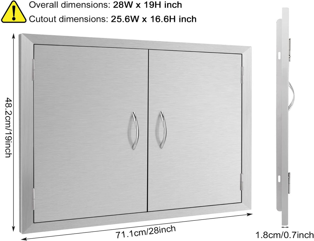 Outdoor Kitchen Stainless Steel Double Door 28W x 19H Inch N598