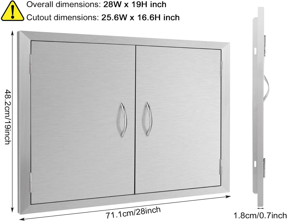 Outdoor Kitchen Stainless Steel Double Door 28W x 19H Inch N598