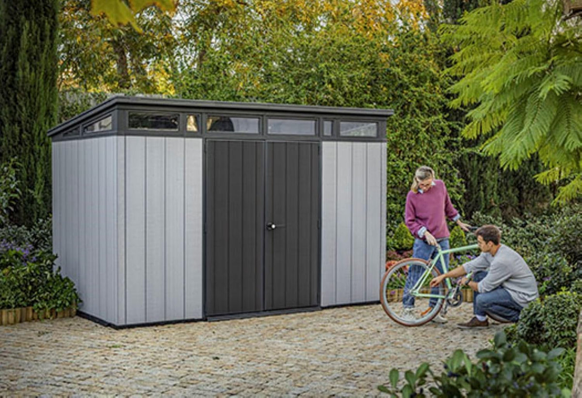 Grey & Black Resin Outdoor Storage Shed H7566