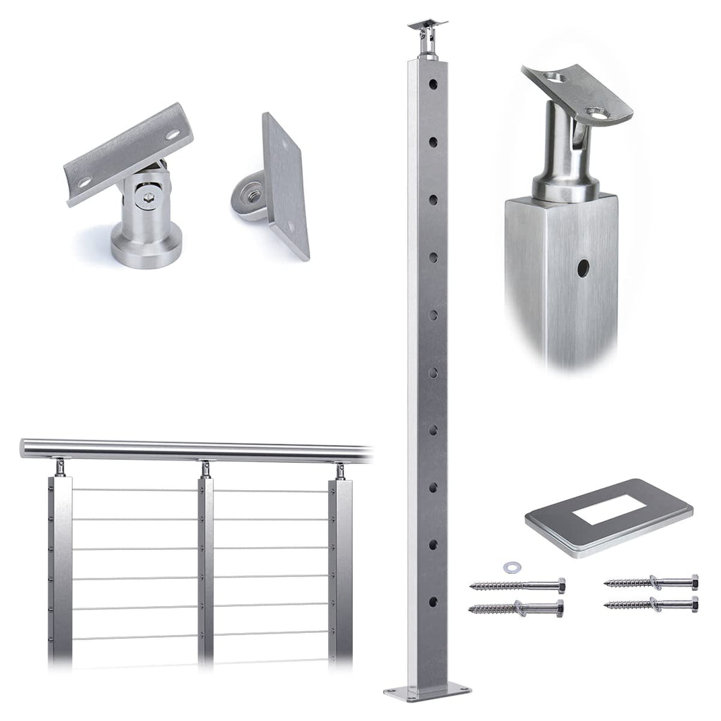 Stainless Steel Brushed Cable Railing Post N776426