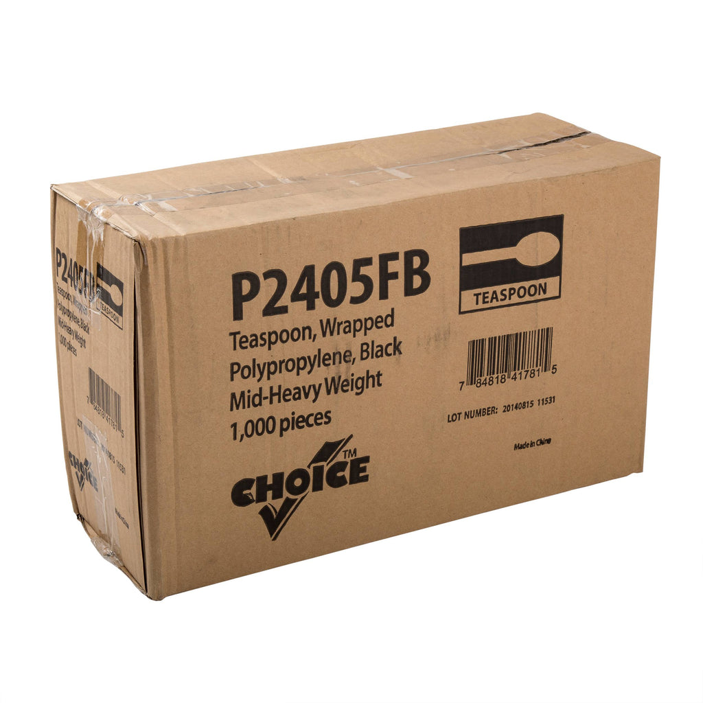 Black Medium-Heavy Weight Polypropylene Teaspoons, Case of 1000 F88570