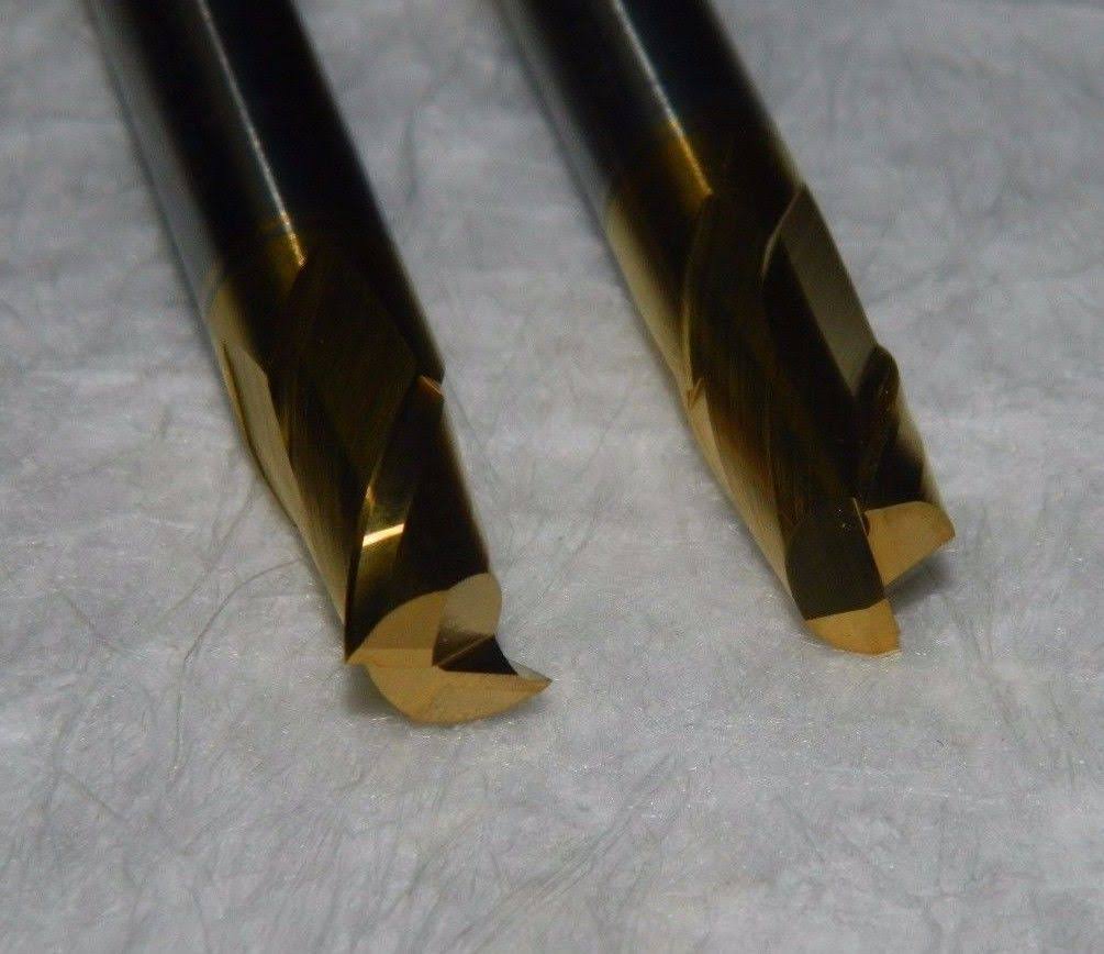 Solid Carbide Square End 3/8 Diam 1/2 2 Flute 2 Pack E921
