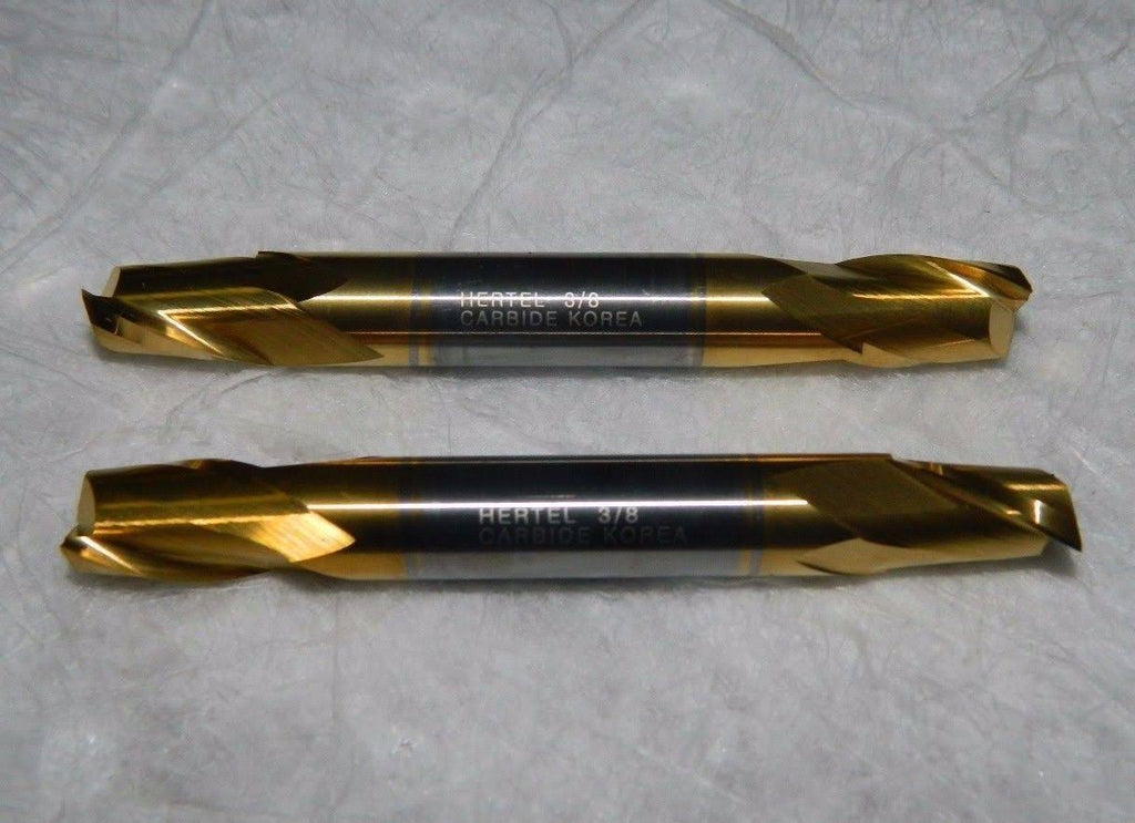 Solid Carbide Square End 3/8 Diam 1/2 2 Flute 2 Pack E921