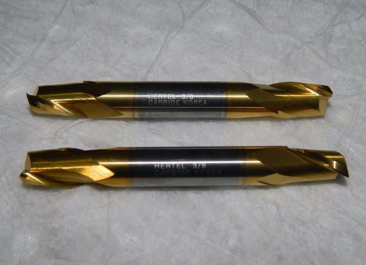 Solid Carbide Square End 3/8 Diam 1/2 2 Flute 2 Pack E921