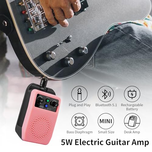 Mini Guitar Amp 5W Portable Rechargeable Bluetooth Combo Amplifier Black N3698