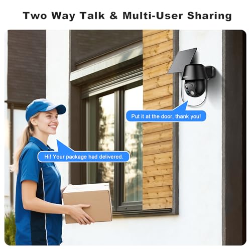 2K Pan/Tilt 360° View Solar/Battery Powered WiFi Security Cameras J42727