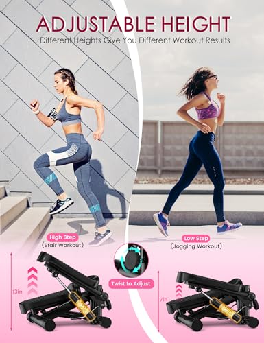 Mini Stepper with Resistance Bands, Adjustable Height Fitness Stepper Machine C74093