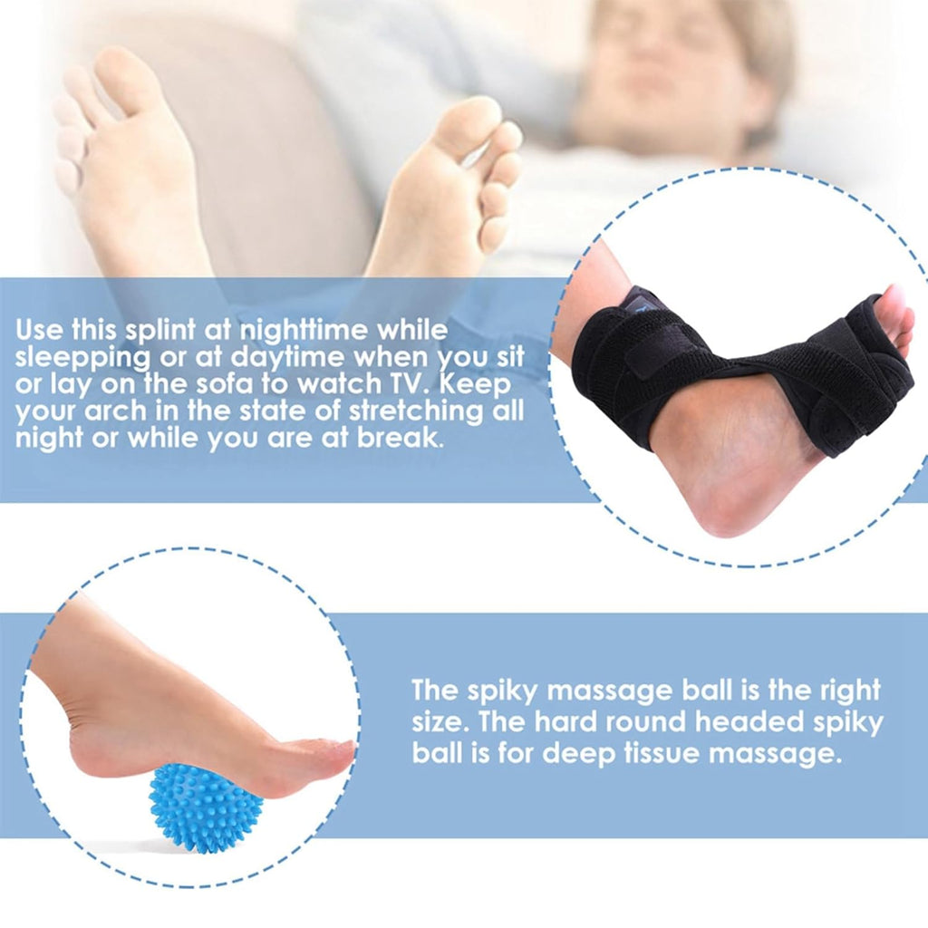 Adjustable Plantar Fasciitis Night Splint Orthotic Brace with Spiky Massage Ball K137180