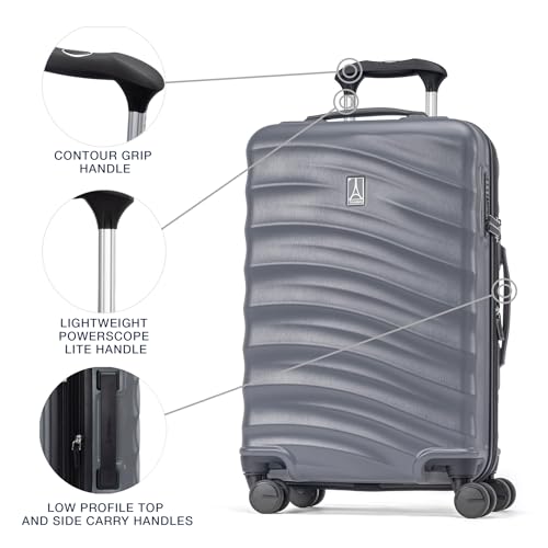 Black 21-Inch Hardside Carry On Luggage with 8 Spinner Wheels V288