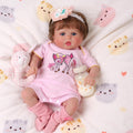 20 Inch Cloth Body Hand-Rooted Brown Hair Blue Eyes Poseable Reborn Baby Doll Z4149