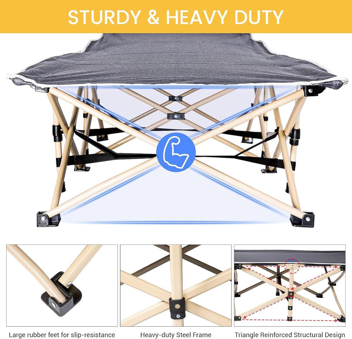 Folding Bed Camping Cot Grey X821