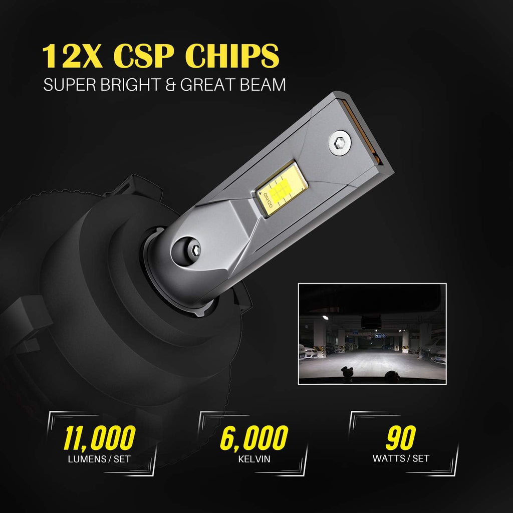 H7 LED Headlight Bulbs with Adapters 2 Pack O486