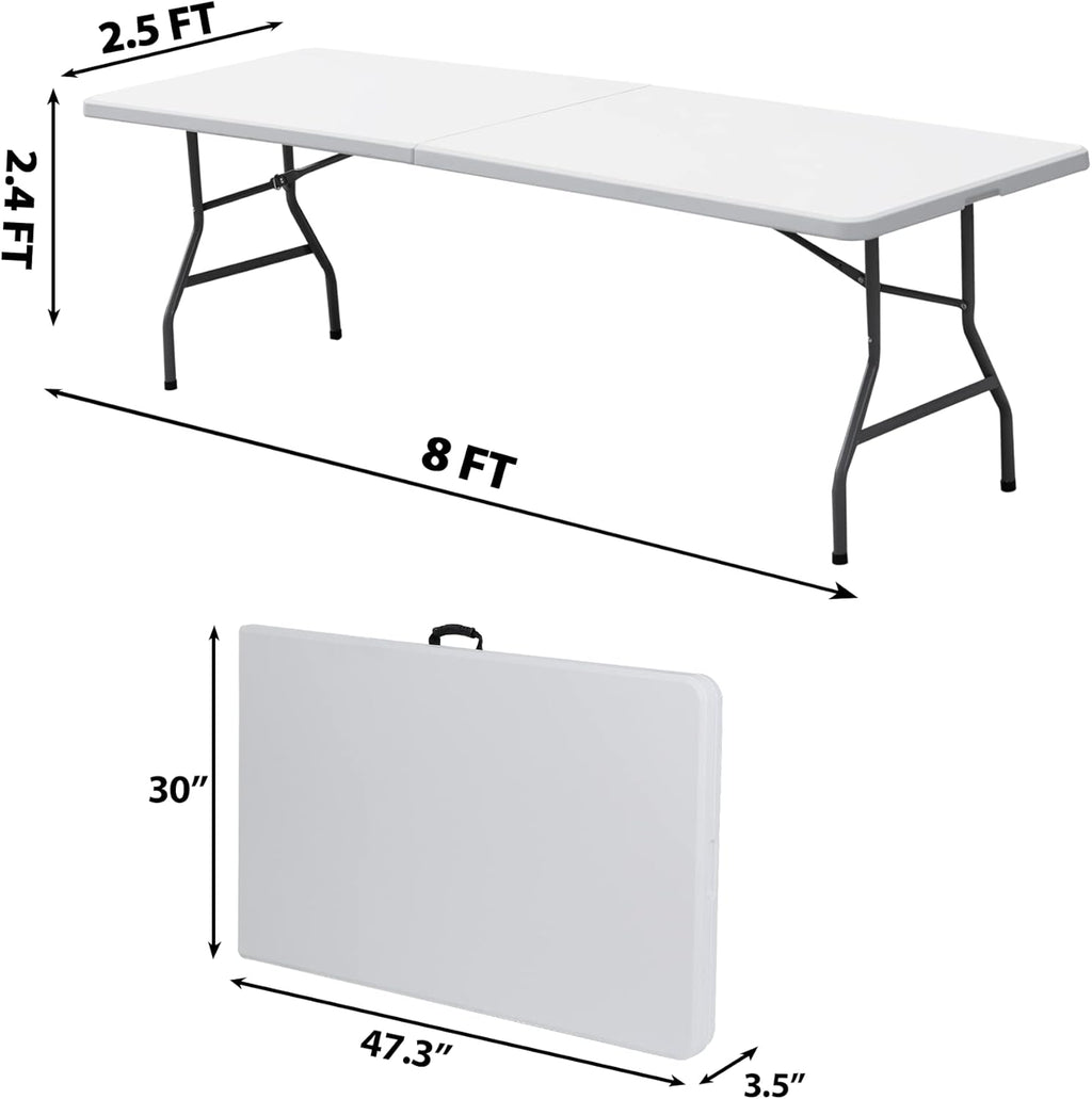 White 8ft Portable Folding Plastic Table Y628