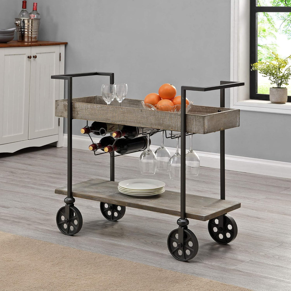 Aged Black Bar Cart R22038