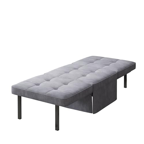 Gray Folding Ottoman Couch Bed with Adjustable Backrest W52082