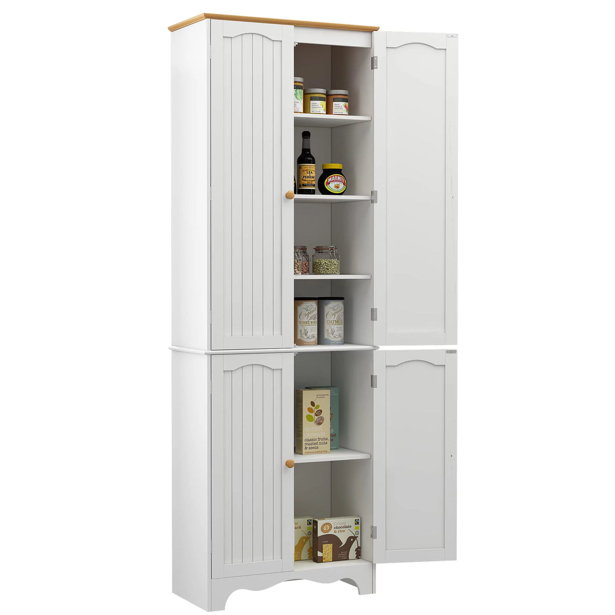 White 4 Door 2 Shelf Tall Kitchen Pantry Cabinet U944