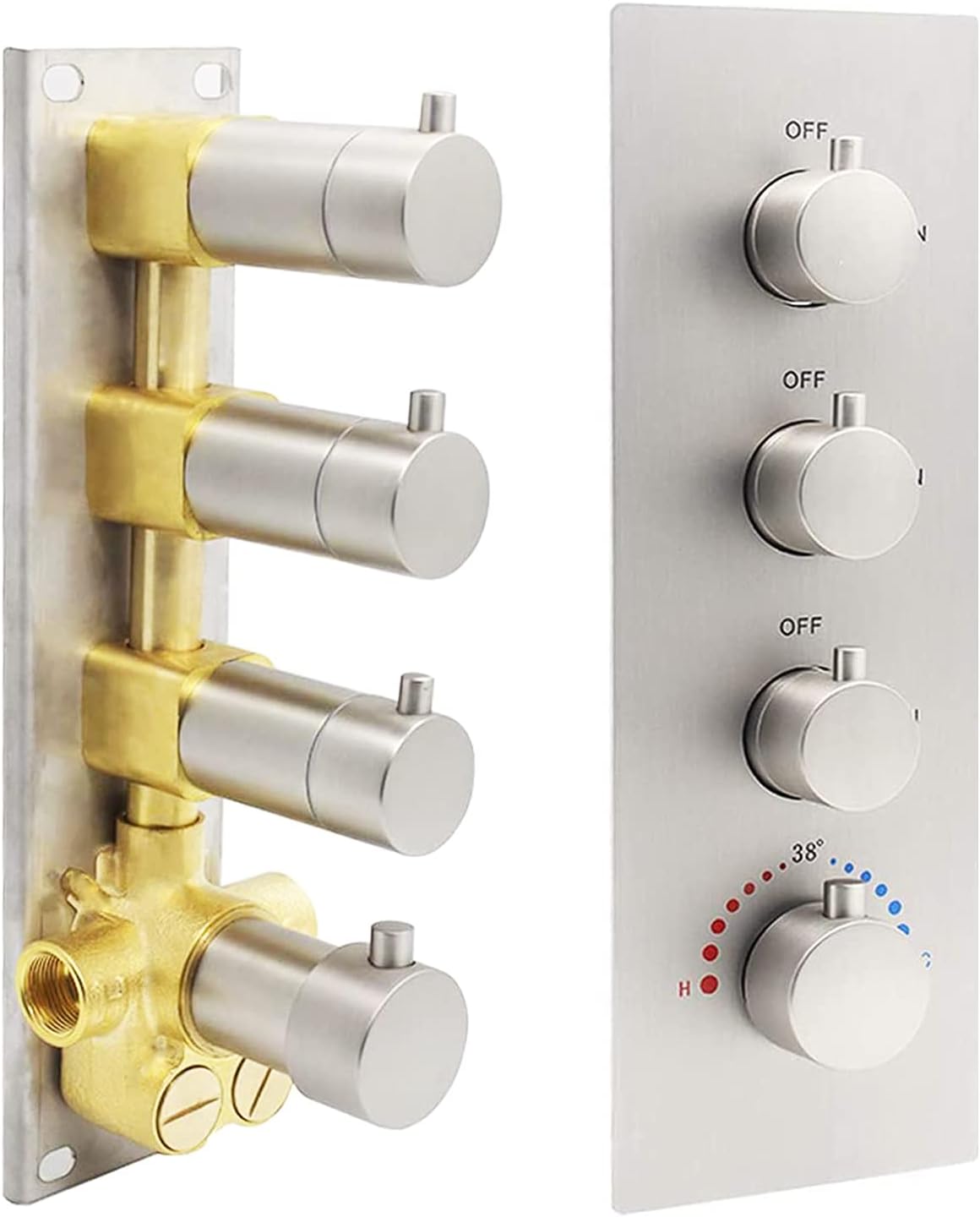 3-Outlet Thermostatic Shower Diverter Valve Solid Brass with Chrome Trim N81096