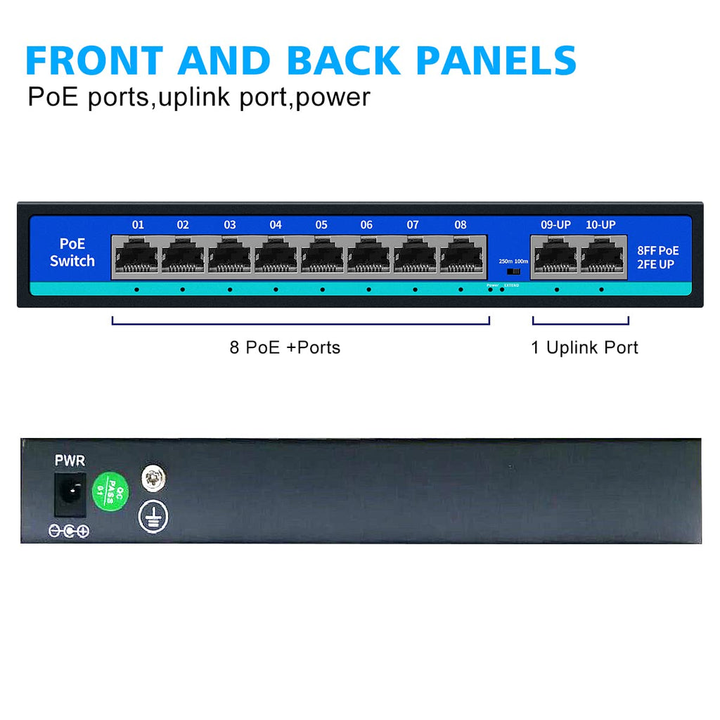 8 Port PoE Switch with 2 Uplink Ports A9653